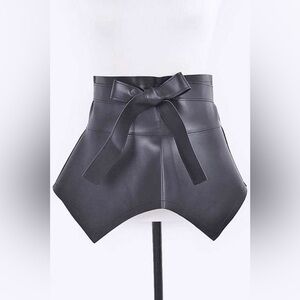 Plus Size Vegan Leather Wrap Skirt Statement Belt